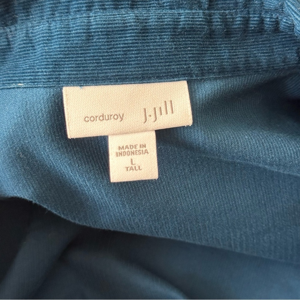 J.‎ JILL Corduroy Button-Up Shirt Teal Blue Tunic Normcore Shacket Layer Size LT - Picture 12 of 15